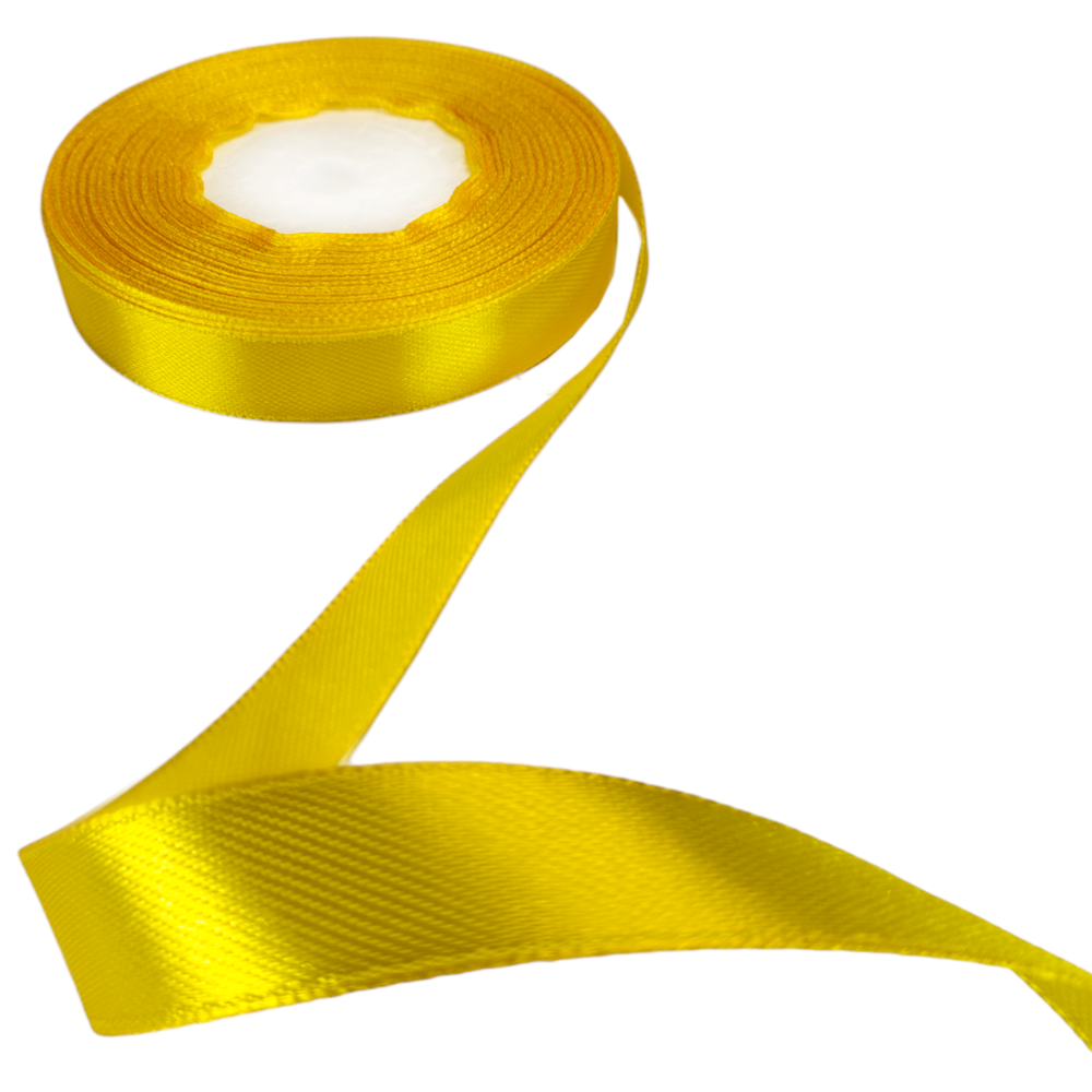 Стрічка атласна 12мм кол 132 жовтий (уп 25м) U 328046 фото