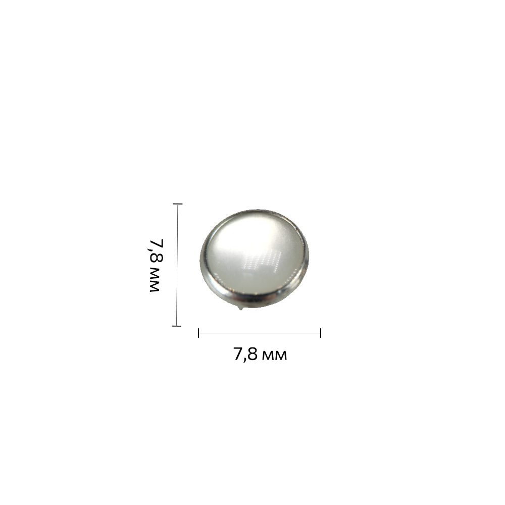 Кнопка BABY трикотажна (сорочкова) нерж 7,8мм зі вставкою перлина кол нікель (уп 144 шт) 324866 фото