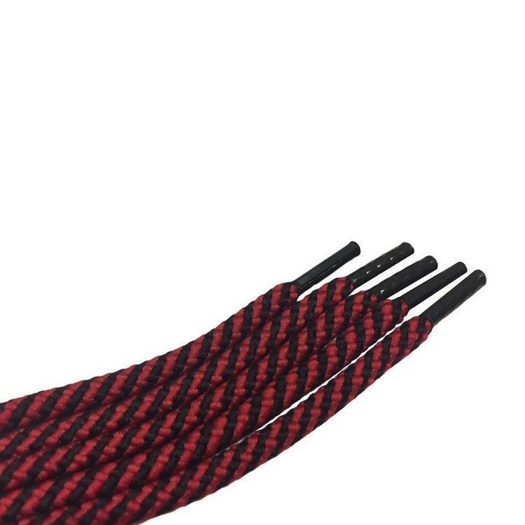 Шнурки средние з запаяними кінцями кол красно-чорний 100см (уп 50пар) 318017 фото