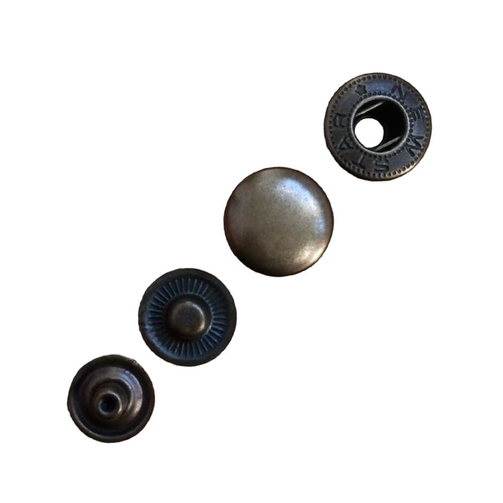 Кнопка L-12 ALFA (спіральна) кол антік сталь 12,5мм (уп 720,1440шт) K-33 New Star 327411 фото
