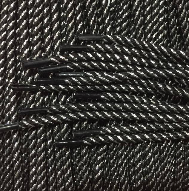 Шнурки средние з запаяними кінцями кол чорний+срібло 70см (уп 50пар)Ф 321894 фото
