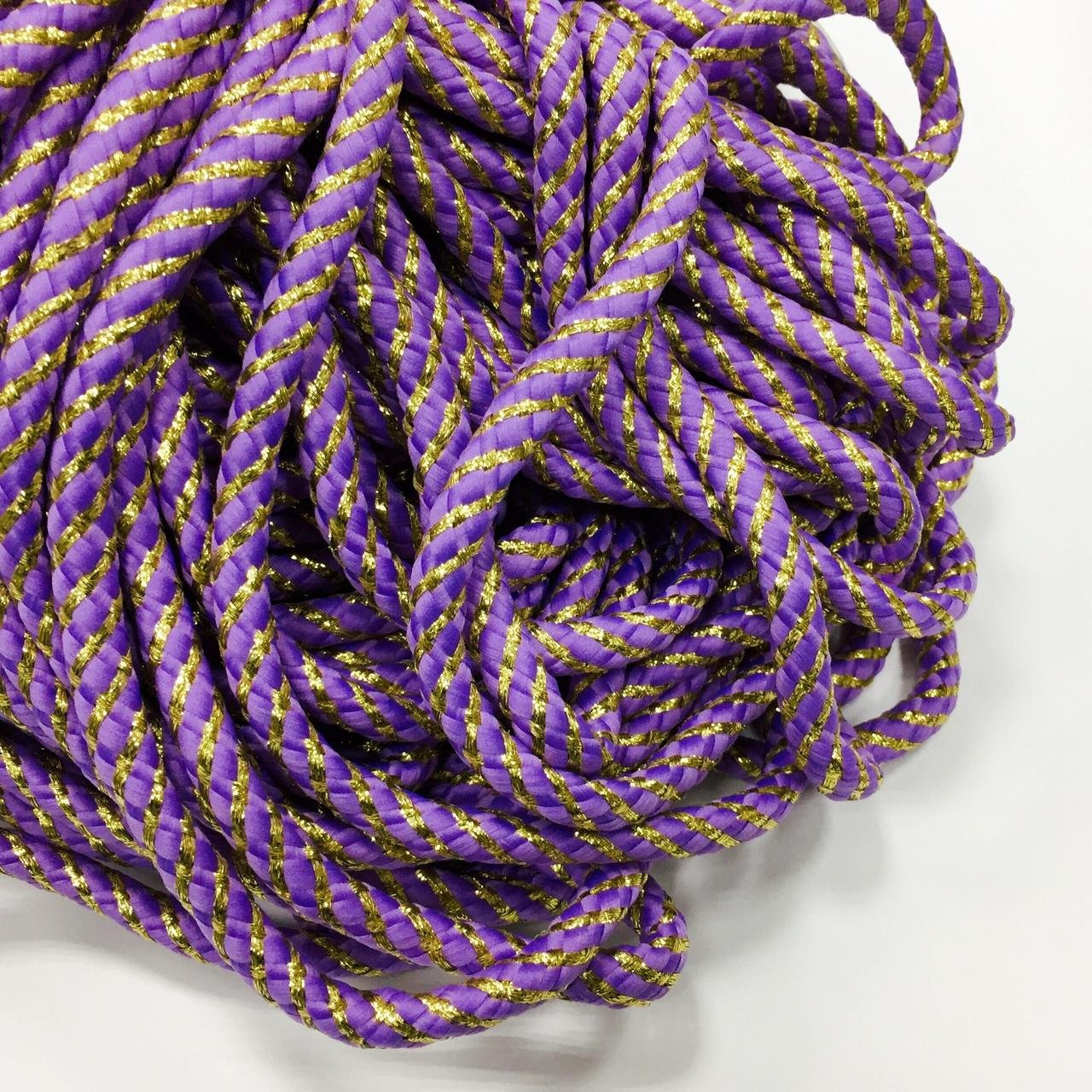 Шнур для одягу з наповнювачем 8мм кол фіолетовий з золотом (уп 100м) 92Ф 325312 фото