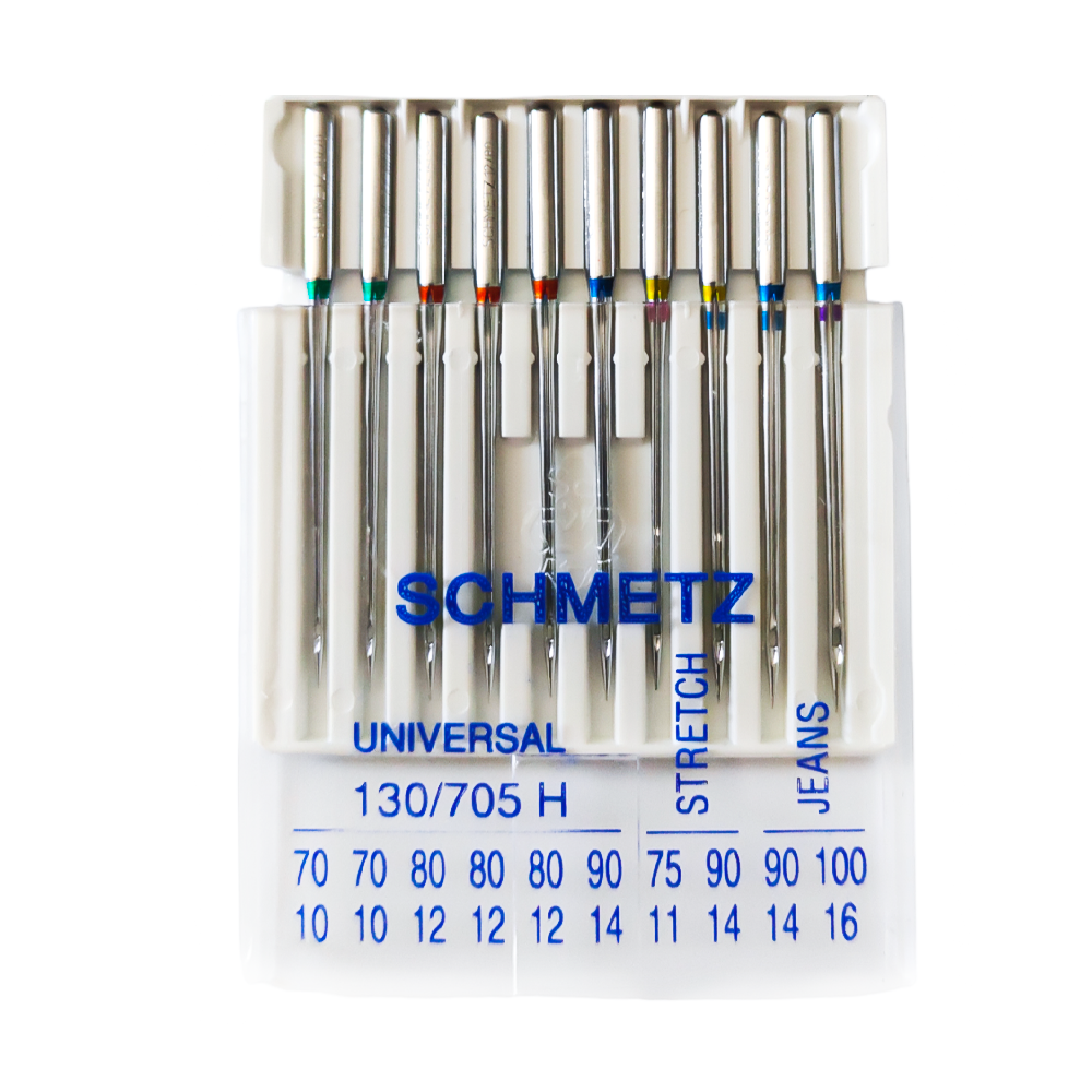 Голка SCHMETZ 130/705H SORT XVS (уп 10шт H70 * 2 H80 * 3 H90 * 1 H-J90 * 1 H-J100 * 1 H-S75 * 1 Н-S90 * 1) 326958 фото