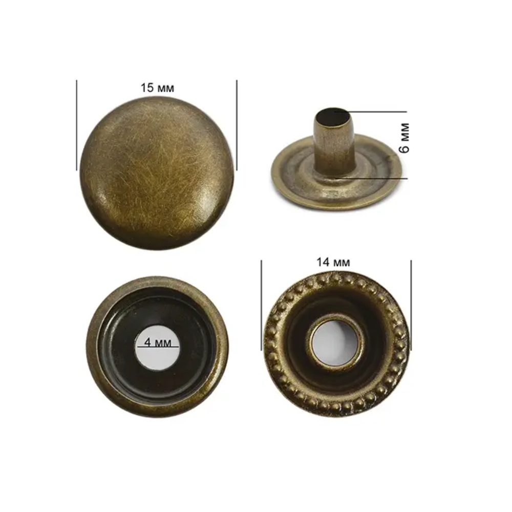 Кнопка №61 KAPPA (кільцева) кол антік сталь 15мм (уп 72шт) 324849 фото