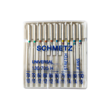 Голка SCHMETZ 130/705H SORT XVS (уп 10шт H70 * 2 H80 * 3 H90 * 1 H-J90 * 1 H-J100 * 1 H-S75 * 1 Н-S90 * 1) 326958 фото